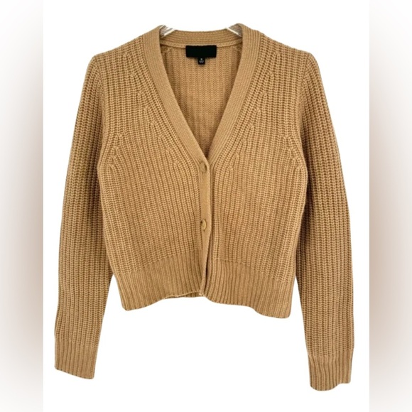 Nili Lotan Medium Alexis Cashmere V-Neck Cardigan Chunky Rib Knit Luxury Casual - Picture 3 of 13
